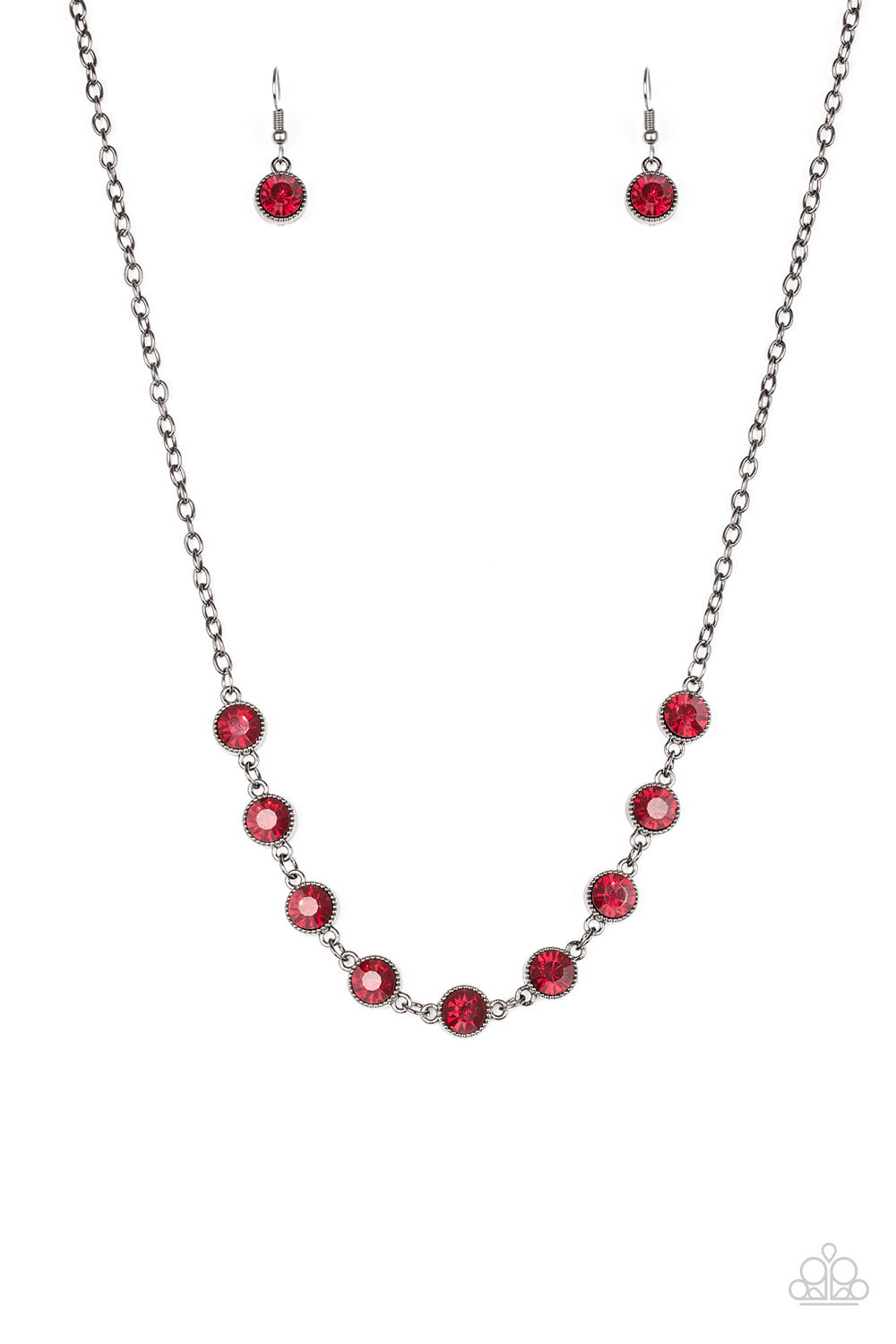 Starlit Socials - Red Gunmetal Necklace - Susan's Jewelry Shop