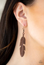 Load image into Gallery viewer, Feathers QUILL Fly Copper Earrings